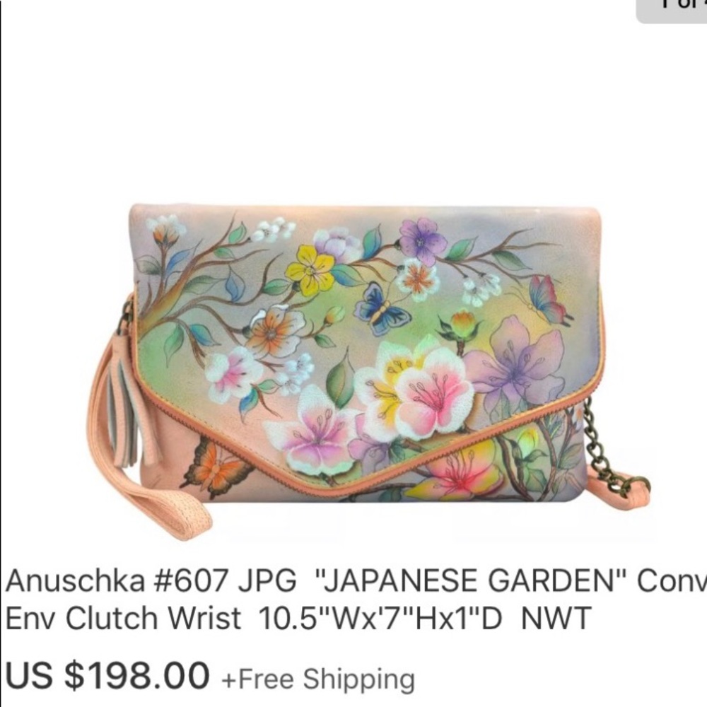 Anuschka “Japanese Garden” Env clutch wrist.
